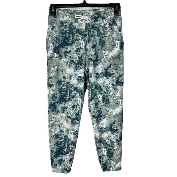 Under Armour Small Rival Terry Print Ankle Joggers Pockets Drawstring Cuff Women - Picture 1 of 8